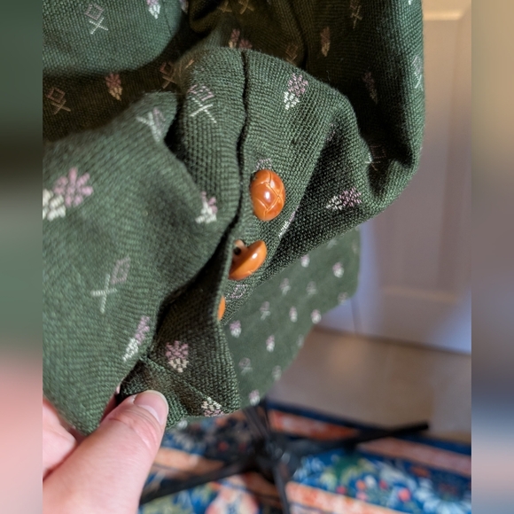 Anthropologie Mädchen Blazer, Women's Size M, Green Wool With Pink Accents - Picture 10 of 11